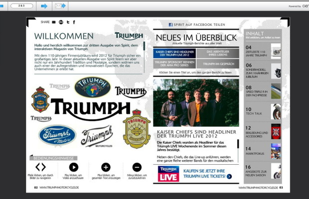 E-Magazin von Triumph mit kompletter Historie