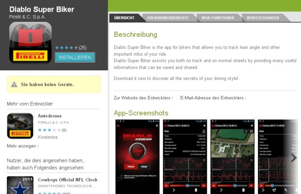 Motorrad-Datarecording per Smartphone-App