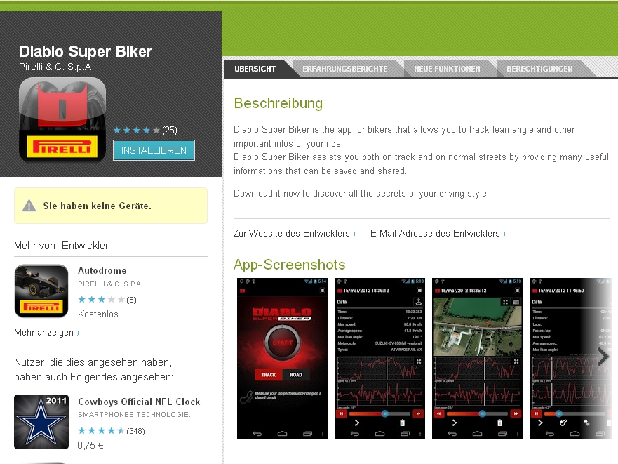 Motorrad-Datarecording per Smartphone-App