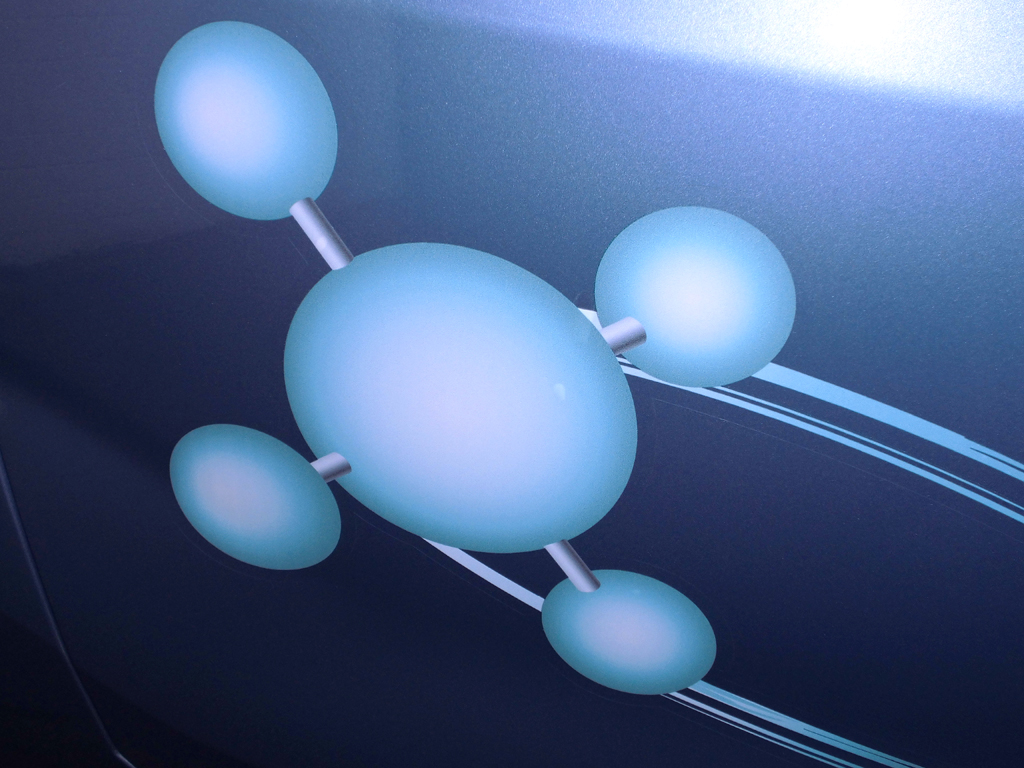 Der chemische Molekülaufbau von Erdgas CNG (für Compressed Natur Gas). 