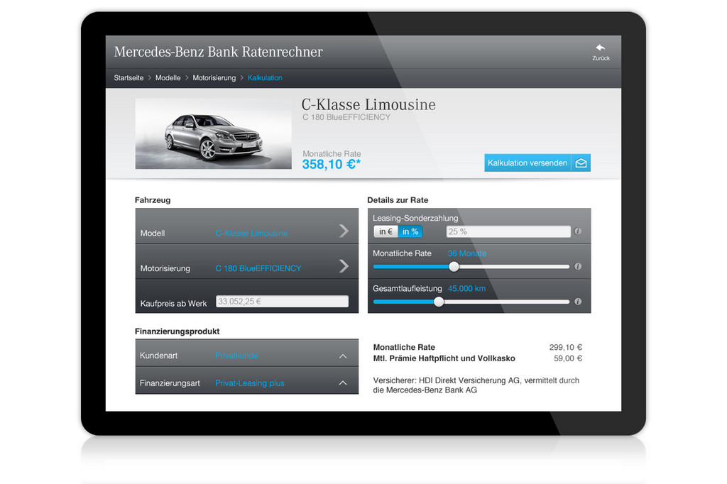 Mercedes-Benz-Bank startet mobile Raten-Kalkulation
