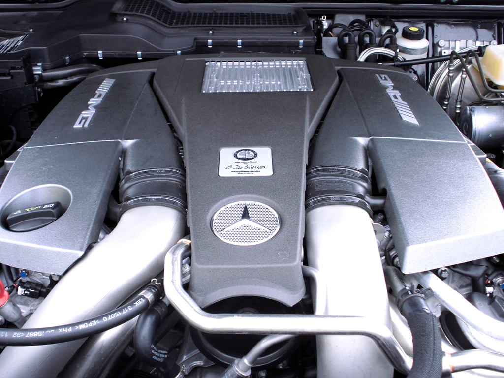 Mercedes G-Klasse: Blick unter die Haube, hier beim AMG-Achtzylinder-Biturbo. 