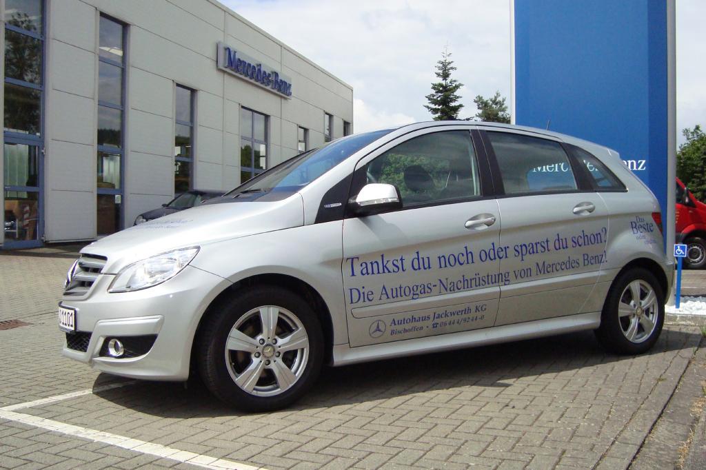 Die B-Klasse ist mit einer Autogas-Anlage ausgerüstet