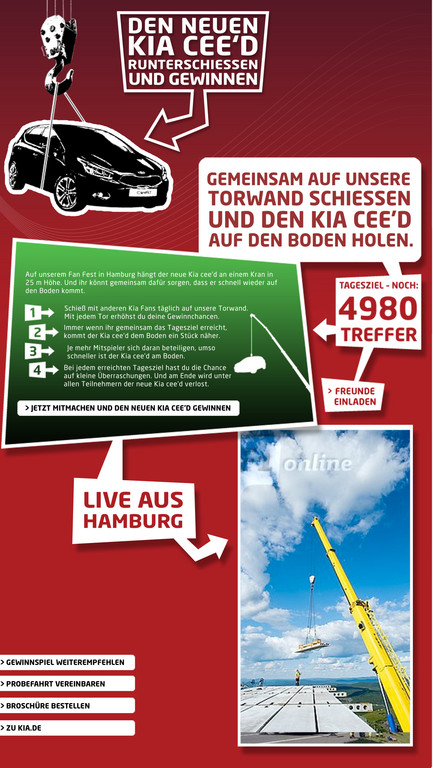 Kia veranstaltet Torwandschießen auf Facebook
