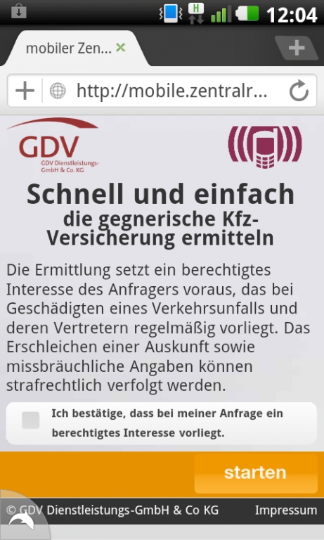 Versicherungsdaten via Smartphone übermitteln