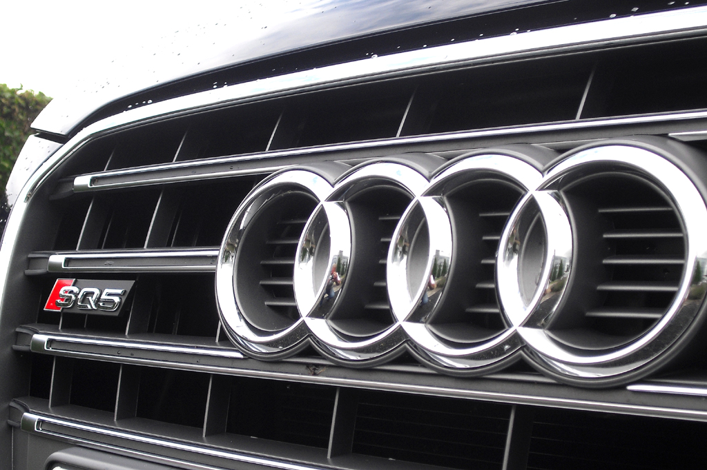 Audi SQ5: Die Markenringe und der Modellschriftzug sitzen vorn im Kühlergrill. 