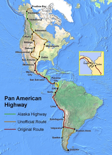 Die Panamericana auf der Karte - Bild: Wikipedia