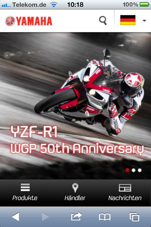 Internetseite von Yamaha auch für Smartphones