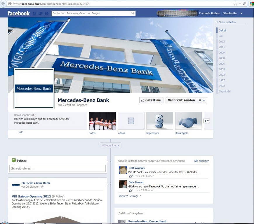 Mercedes-Benz-Bank jetzt auf Facebook