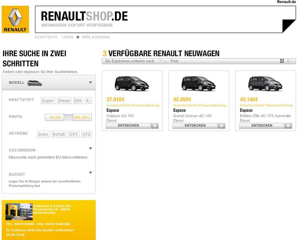 Renault präsentiert Neuwagenbörse
