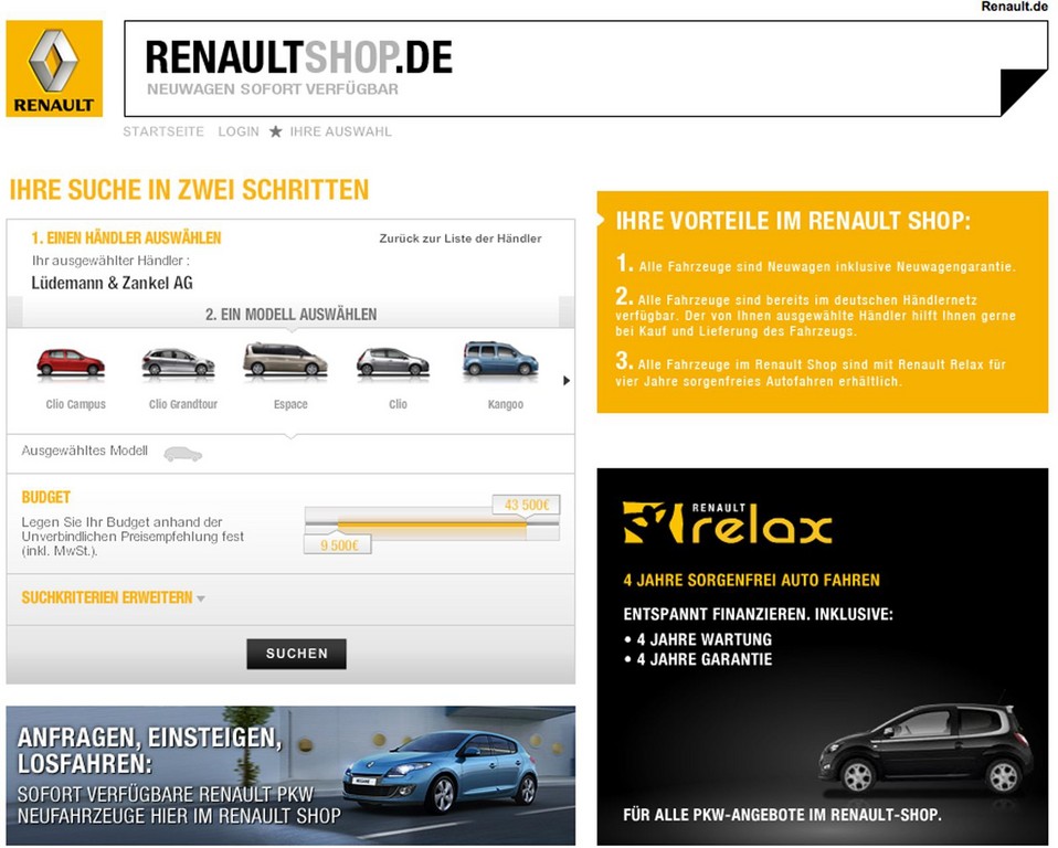 Renault präsentiert Neuwagenbörse