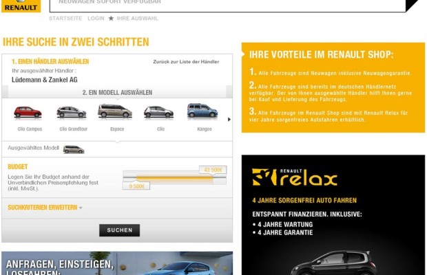 Renault präsentiert Neuwagenbörse