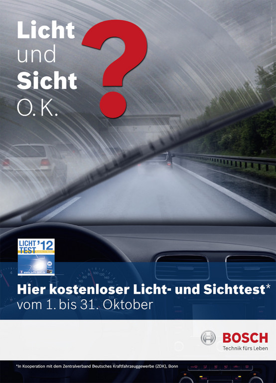 Bosch bietet Licht-Test mit Scheibenwischer-Check an
