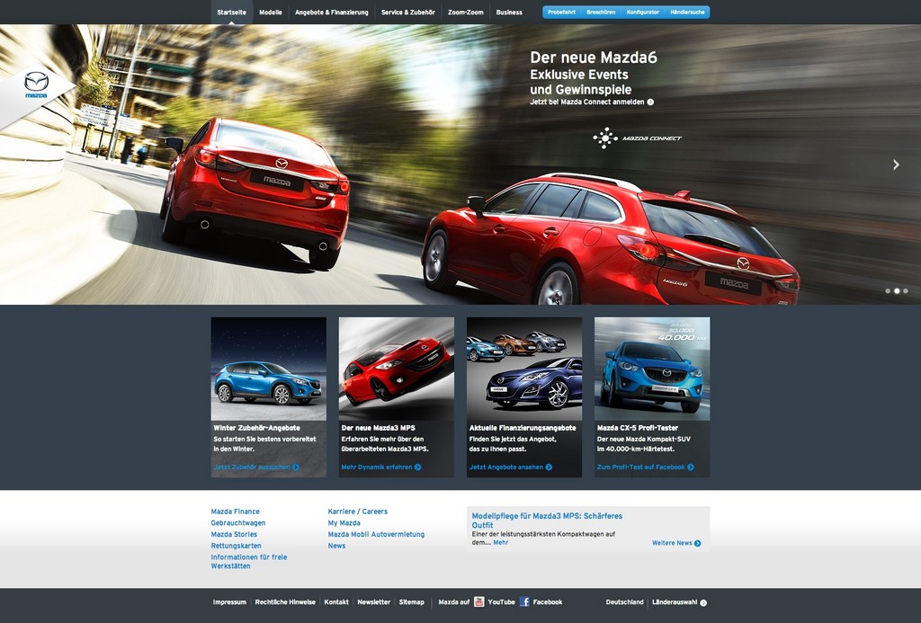 Mazda.de in neuem Design