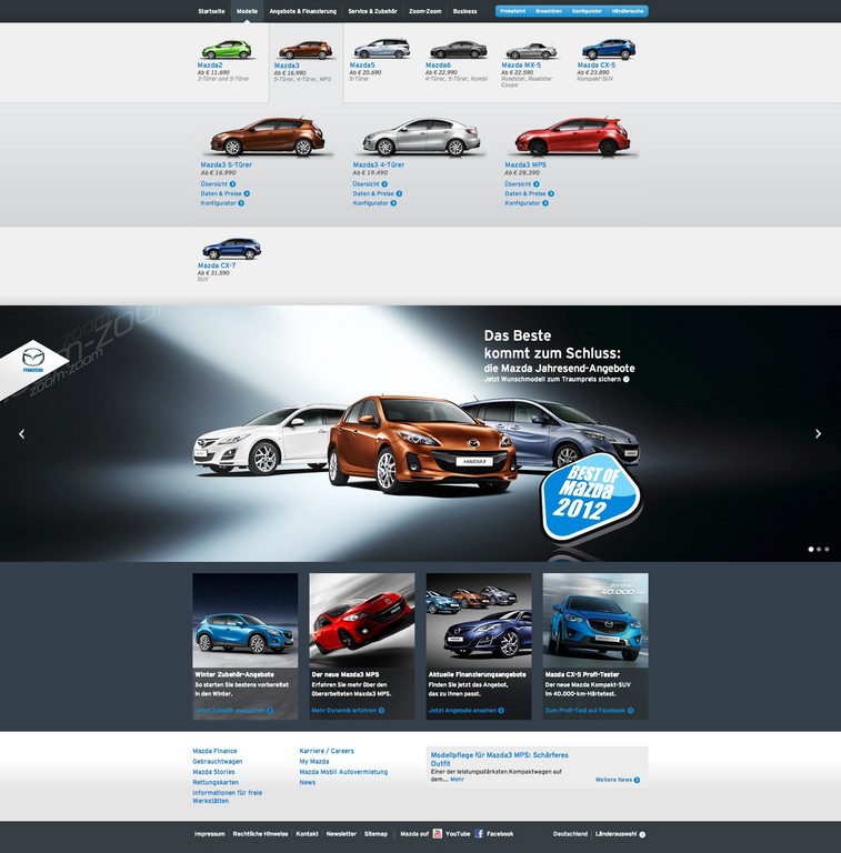 Mazda.de in neuem Design