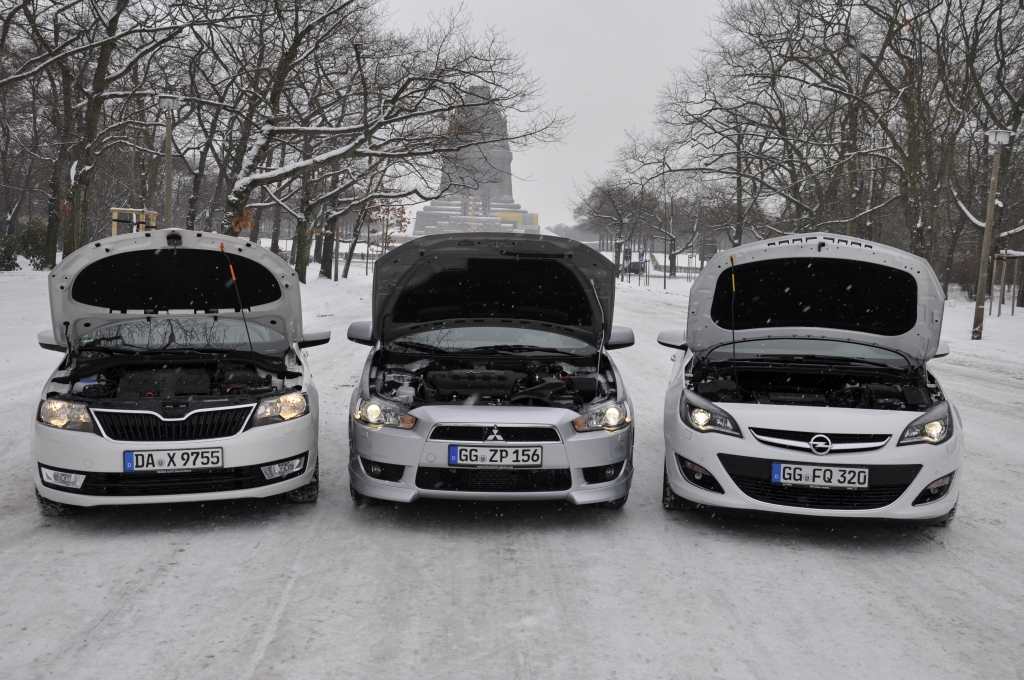 Die Škodamotoren leisten 75–122 PS, Mitsubishi bietet 117 und 140 PS, Opel liefert 95–180 PS