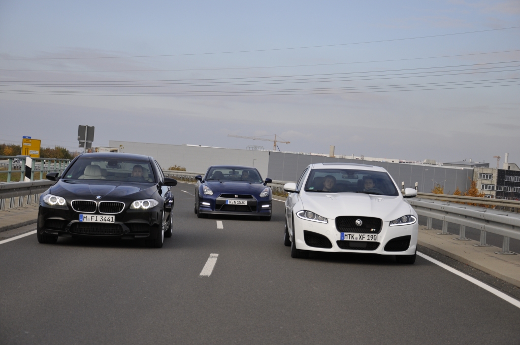 Vergleich BMW M5, Jaguar XF-R und Nissan GT-R - Wehe wenn sie losgelassen