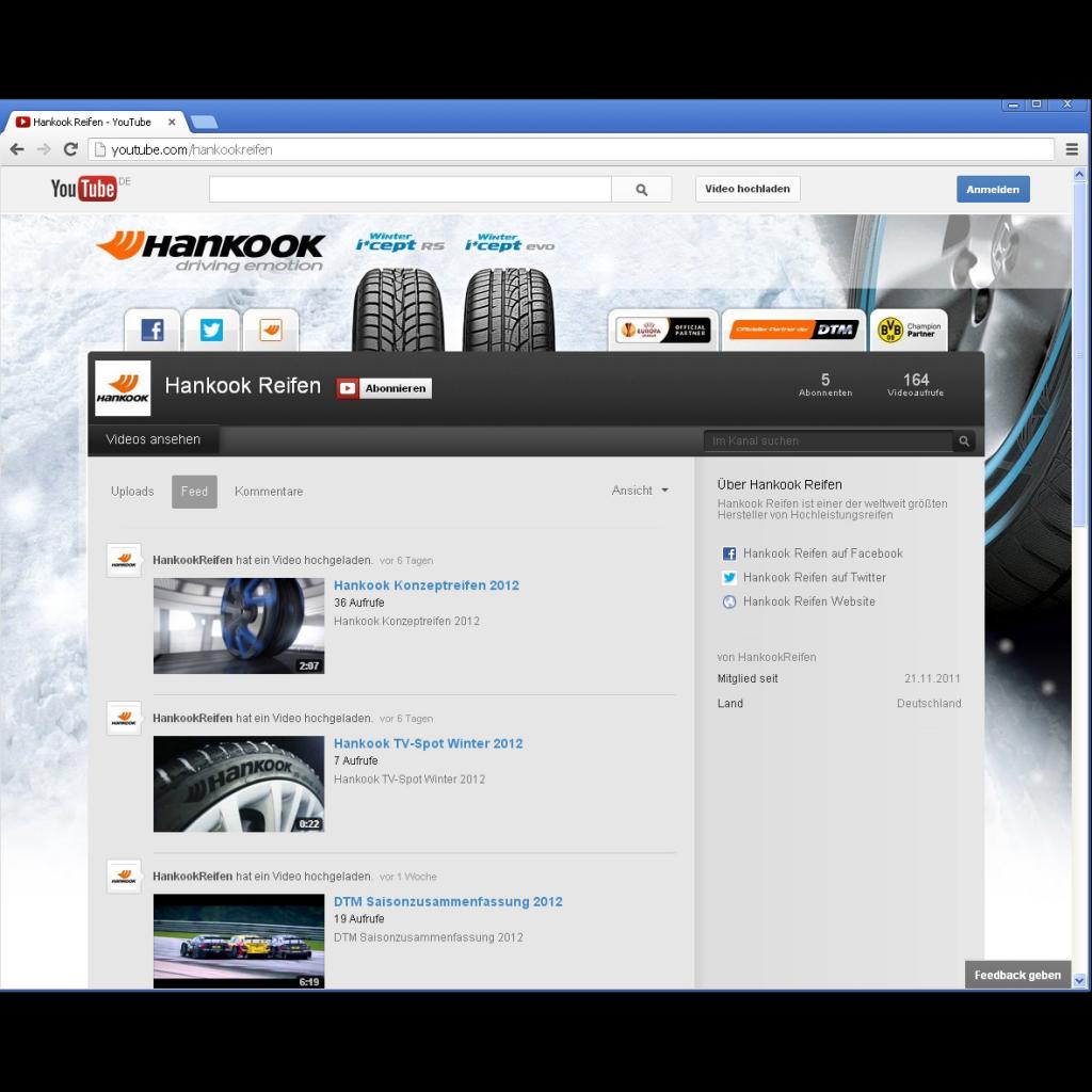 Hankook nun auch auf Twitter und YouTube