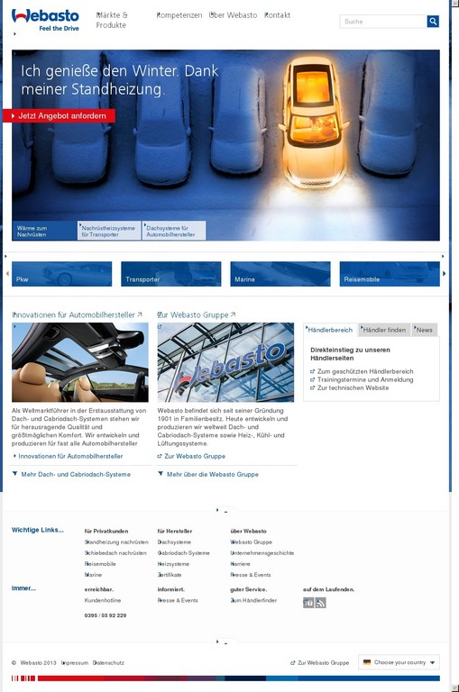 Webasto strukturiert Internetauftritt neu