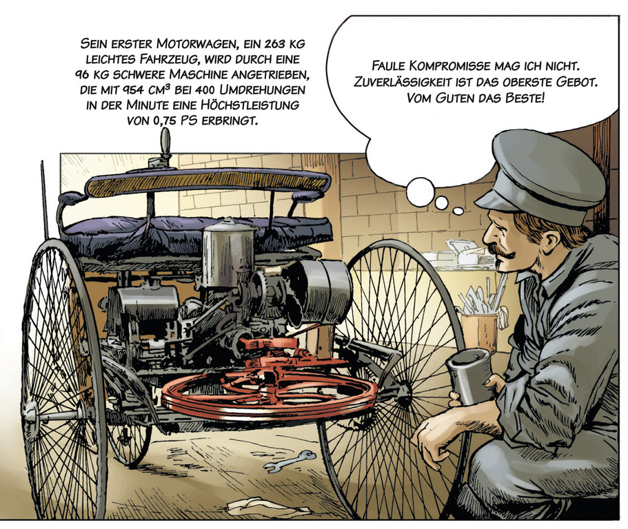 Der Lebensweg von Carl Benz als Comic