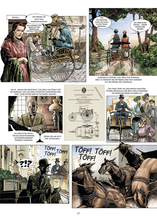 Der Lebensweg von Carl Benz als Comic