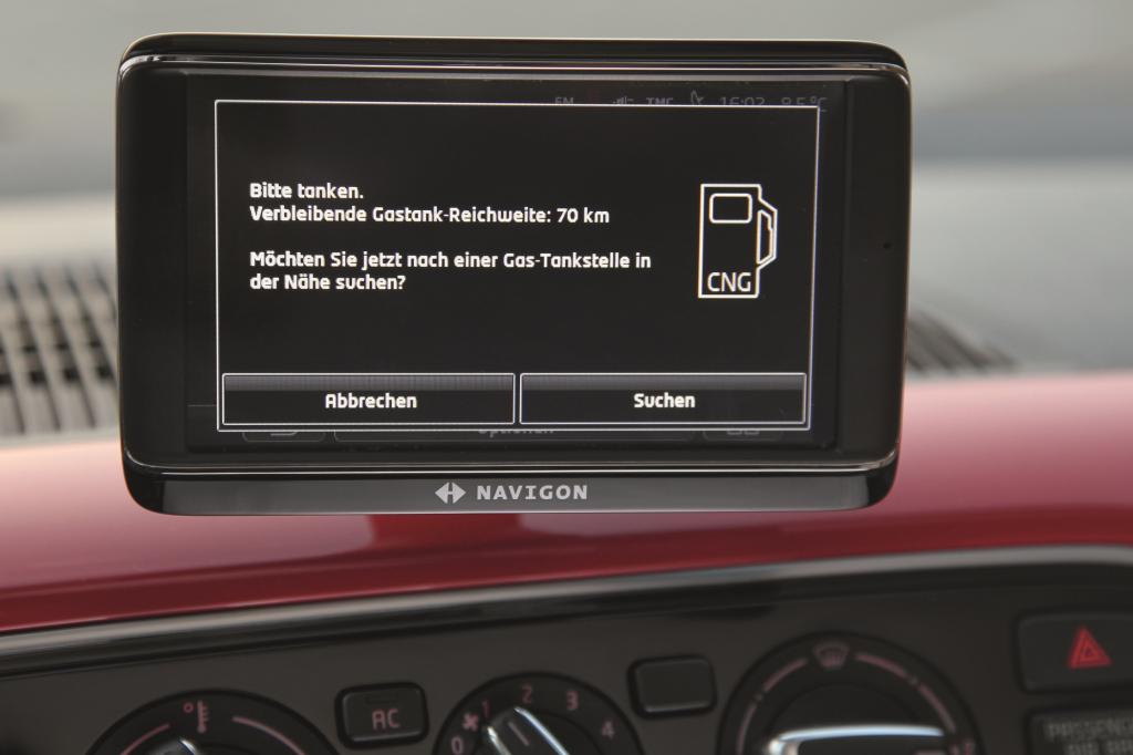 Das mobile Navigationsgerät meldet sich sofort, wenn der Gasvorrat abgesunken ist