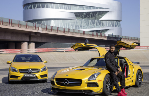 Usher testet A 45 AMG in Affalterbach