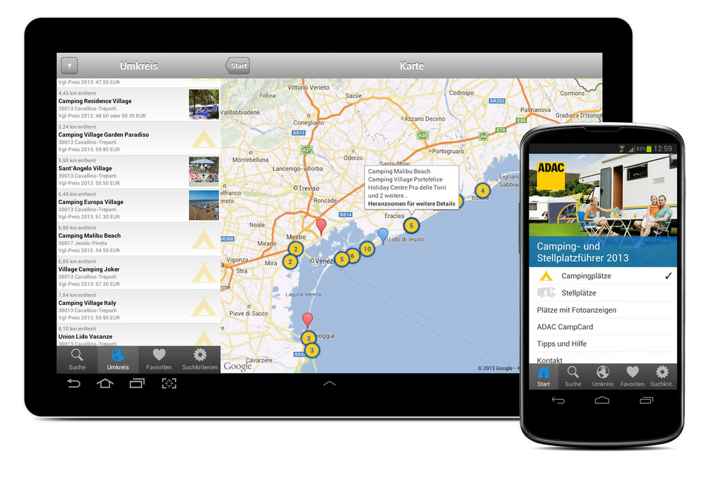 ADAC-Camping- und Stellplatzführer für Android