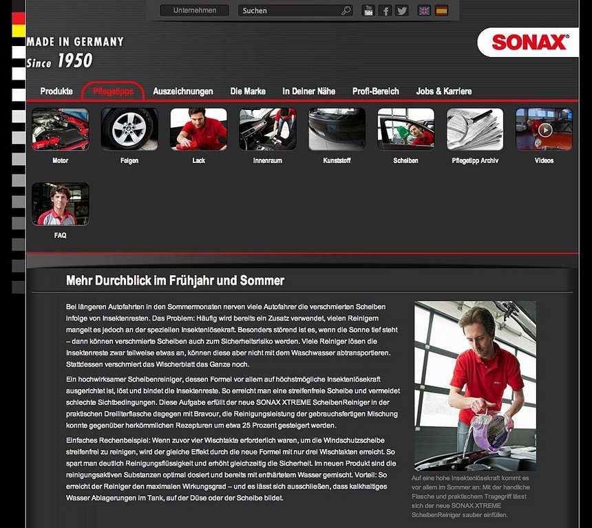 Sonax mit neuer Homepage