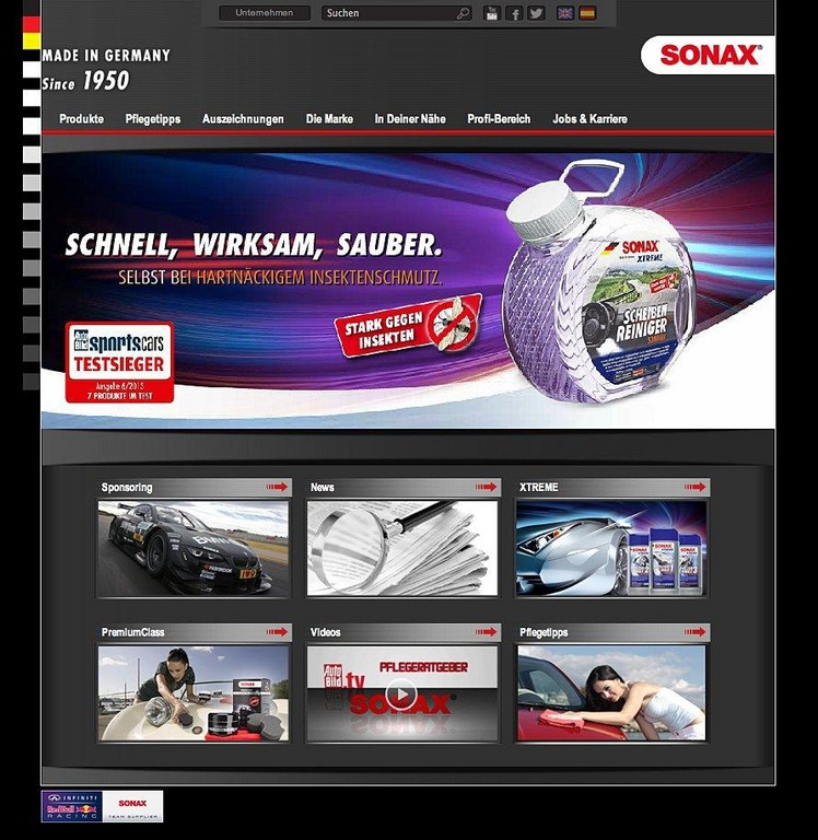 Sonax mit neuer Homepage