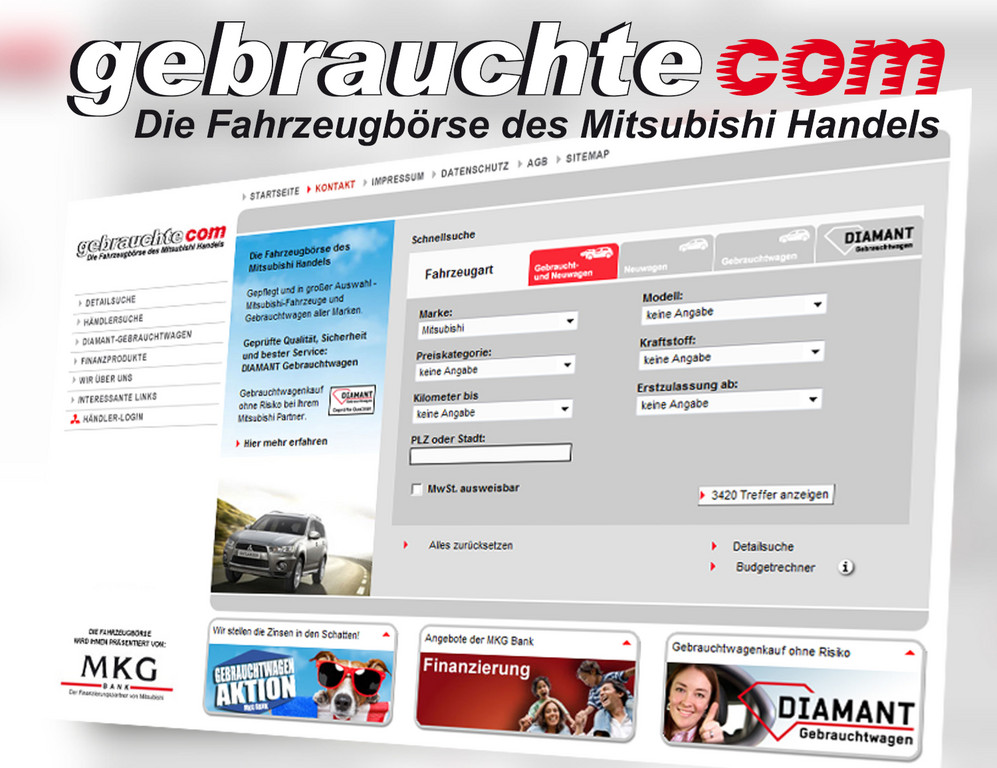 Mitsubishi verbessert Fahrzeugbörse im Internet