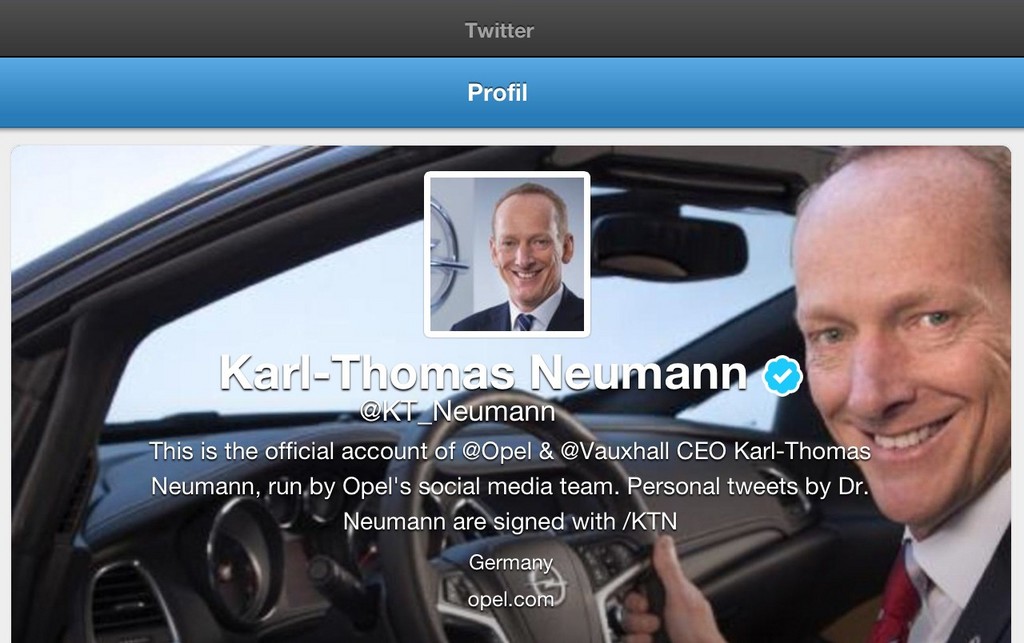 Opel-Chef Neumann twittert jetzt