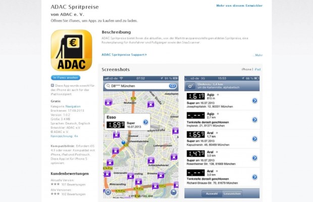 Geld sparen mit Tankstellen-App vom ADAC