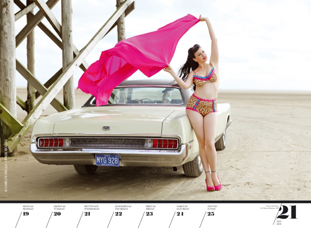 Verchromter Voyeurismus - Girls & Legendary Us-Cars Wochenkalender 2014