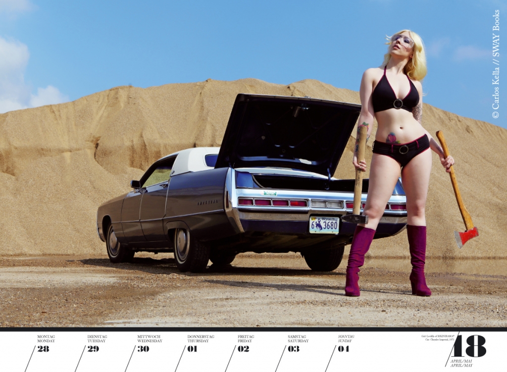 Verchromter Voyeurismus - Girls & Legendary Us-Cars Wochenkalender 2014