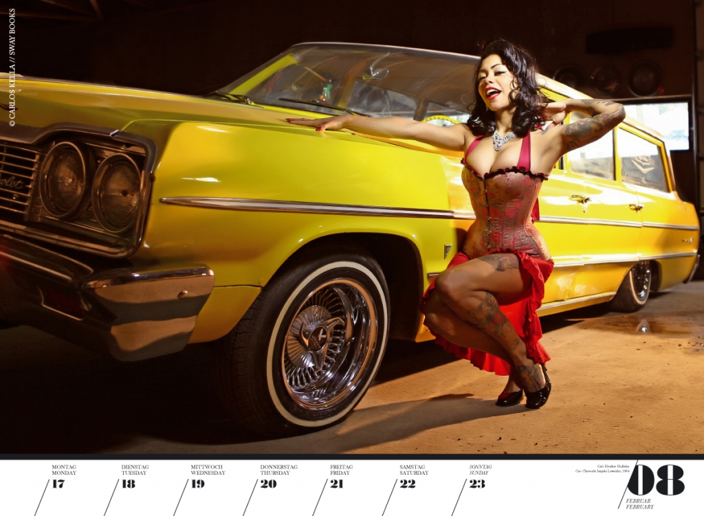 Verchromter Voyeurismus - Girls & Legendary Us-Cars Wochenkalender 2014