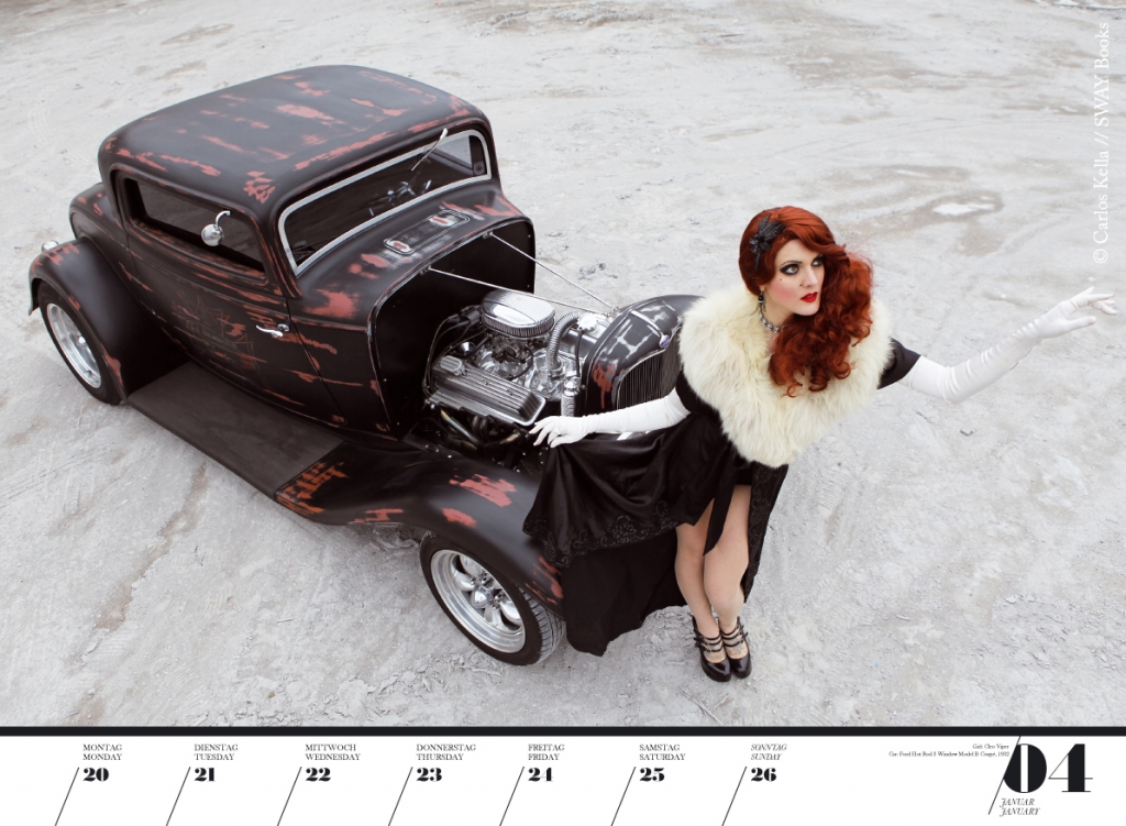 Verchromter Voyeurismus - Girls & Legendary Us-Cars Wochenkalender 2014