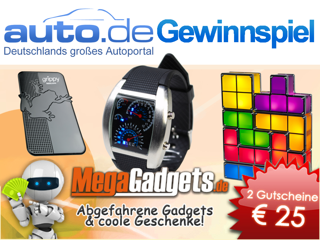auto.de-Gewinnspiel: 25 Euro Gutscheine für Megagadgets.de