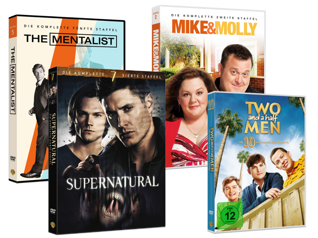 auto.de-Gewinnspiel: Warner Home Video DVD-Paket mit Two and a Half Men, Mike & Molly, The Mentalist und Supernatural