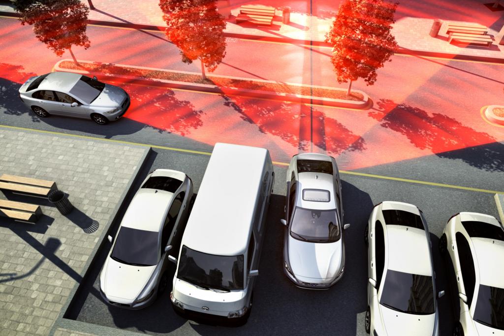 Beim Rückwärtsfahren warnt der V60 vor Querverkehr