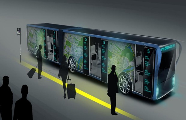 Futuristischer Linienbus - Rollender Riesen-Bildschirm