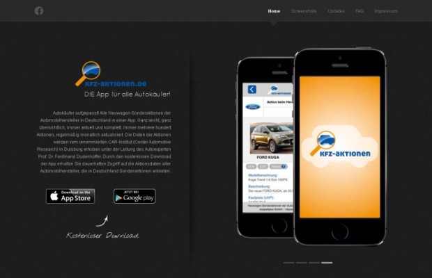Alle Sonderaktionen der Kfz-Hersteller in Deutschland in einer kostenlosen App finden