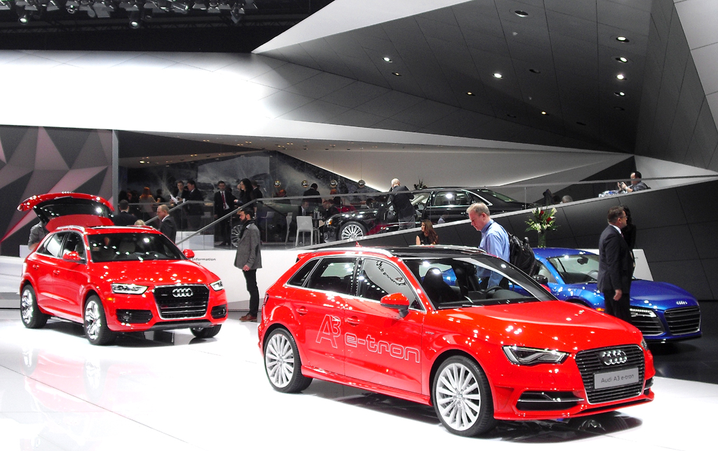 Audi-Stand bei der Autoschau in Detroit: Es lohnt sich für deutsche Hersteller, in die USA zu kommen. 