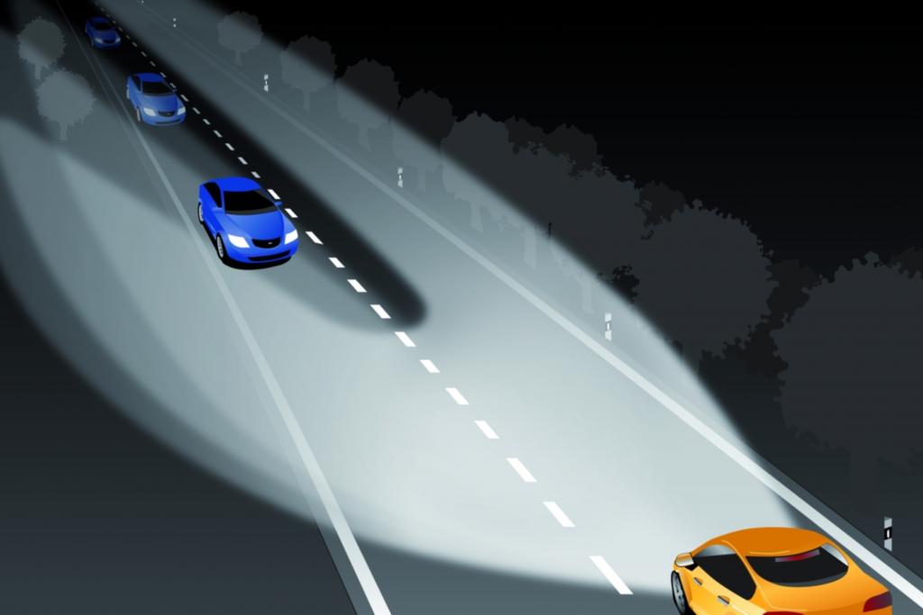 Blendfreies Fernlicht bei Gegenverkehr