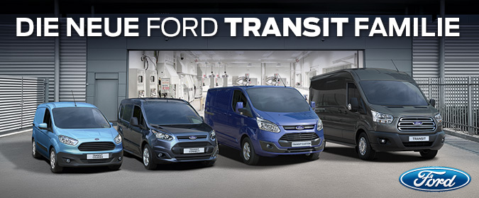 Die Neue Ford Transit Familie: (von rechts nach links): Ford Transit, Ford Transit Custom, Ford Transit Connect, Ford Transit Courier - Foto: Ford