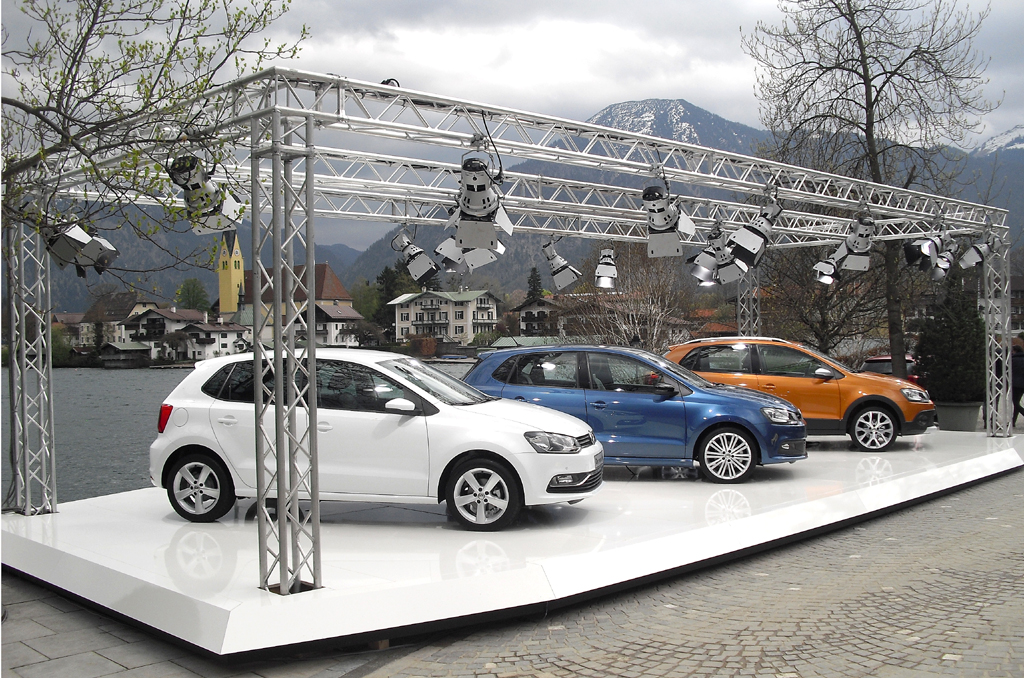 VW Polo, links die Neuauflage, daneben Blue GT und CrossPolo. 