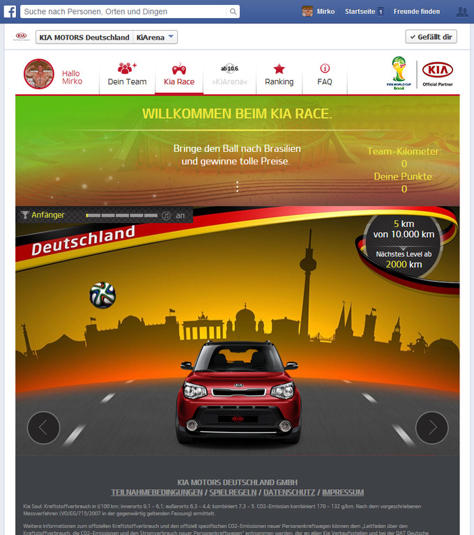 Kia startet WM-Gewinnspiel-App