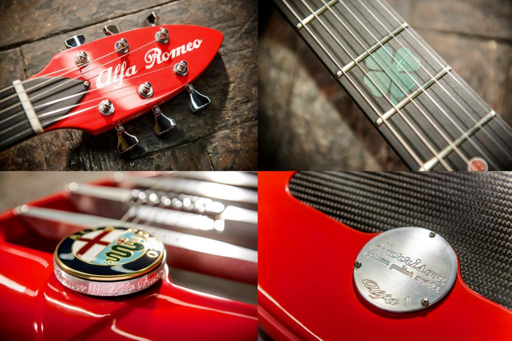 Die Form der Gitarre orientiert sich am typisch dreieckigen Kühlergrill der italienischen Fahrzeuge. 