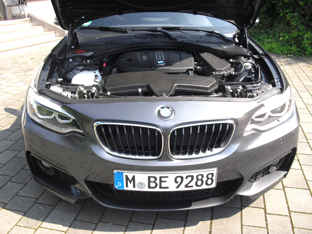 BMW 2er-Coupé: Blick unter die Haube auf den 2,0-Liter-Twinpower-Turbo. 