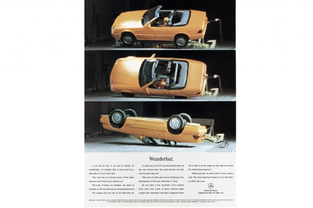 Mercedes Benz SL berschlagversuch Anzeige 1995